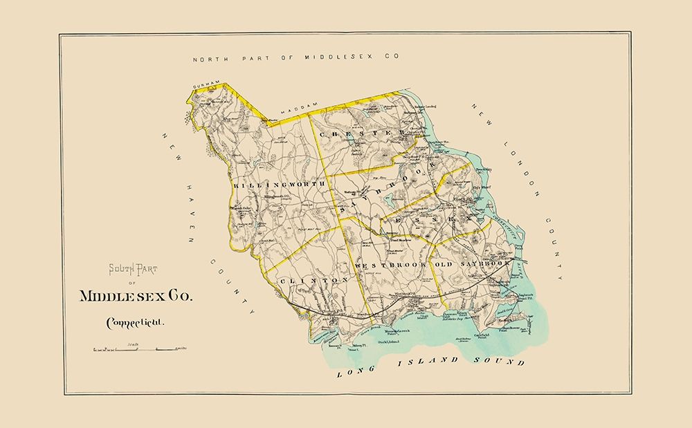 Middlesex  South Connecticut - Hurd 1893 art print by Hurd for $57.95 CAD
