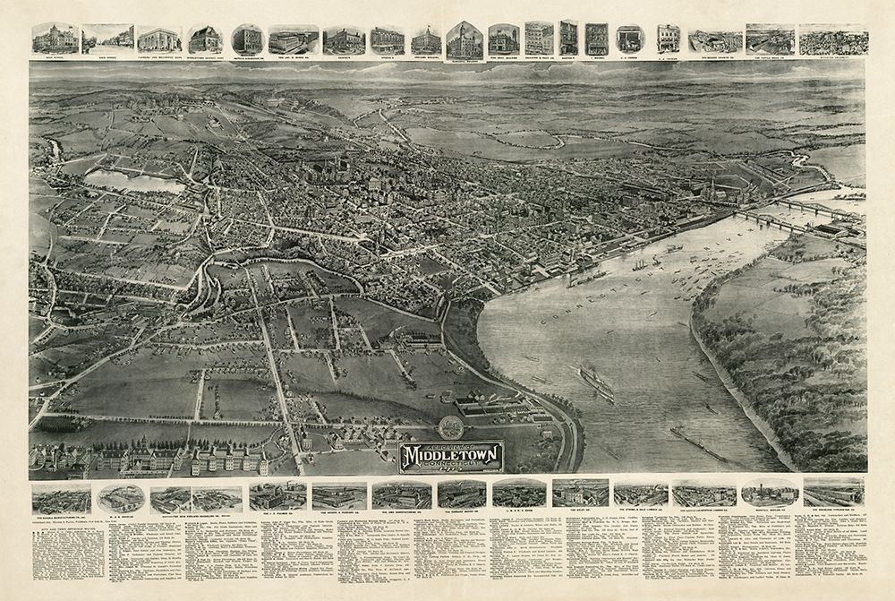 Middletown Connecticut - Bailey 1915 art print by Bailey for $57.95 CAD