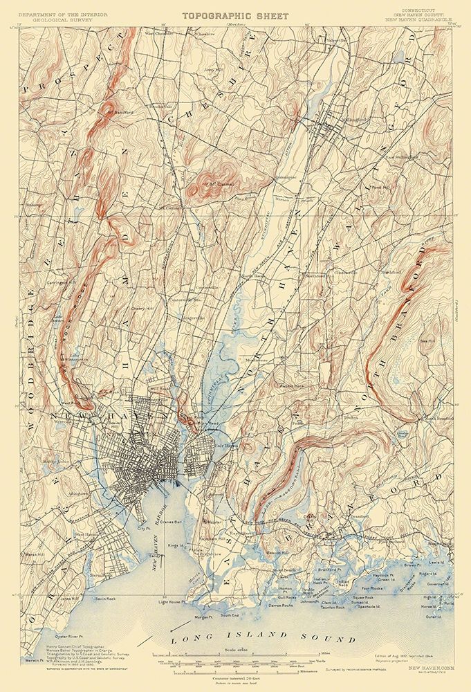 New Haven Connecticut Quad - USGS 1892 art print by USGS for $57.95 CAD