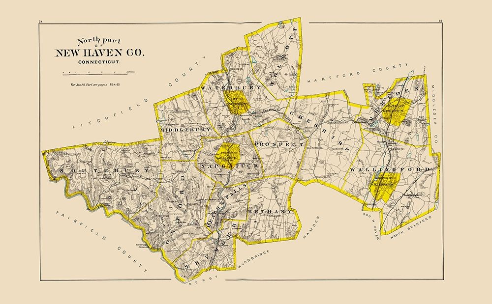 New Haven  North Connecticut - Hurd 1893 art print by Hurd for $57.95 CAD