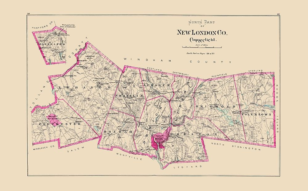 New London  North Connecticut - Hurd 1893 art print by Hurd for $57.95 CAD