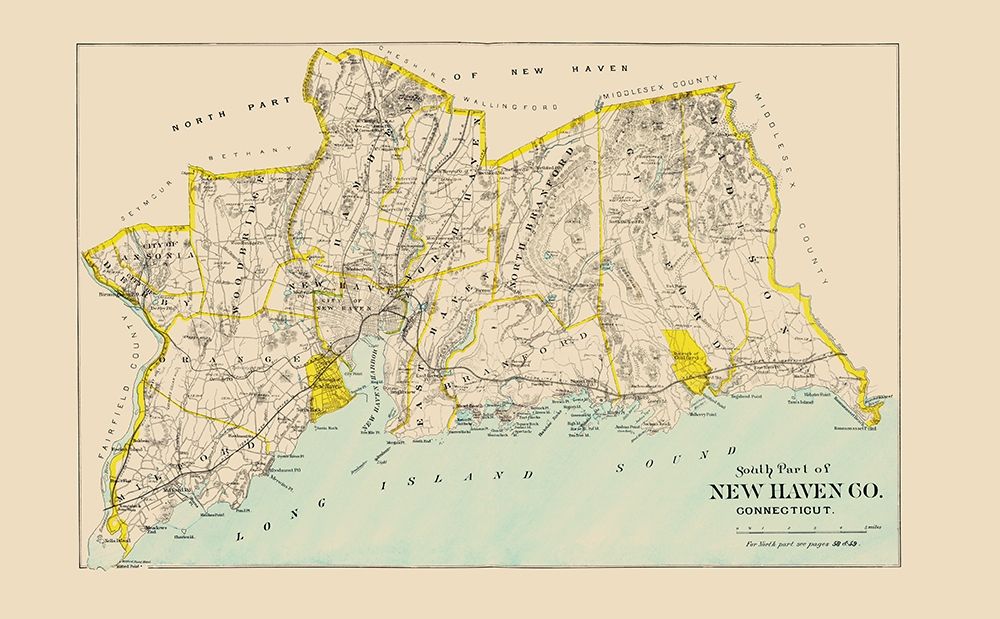 New Haven  South Connecticut - Hurd 1893 art print by Hurd for $57.95 CAD