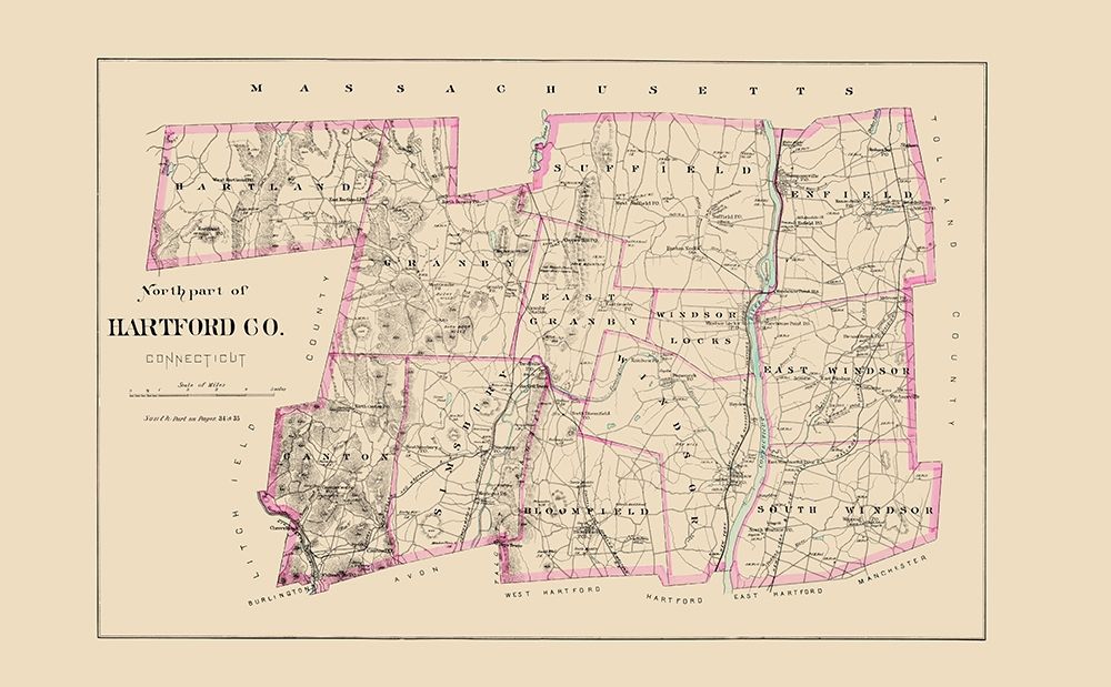 Hartford  North Connecticut - Hurd 1893 art print by Hurd for $57.95 CAD