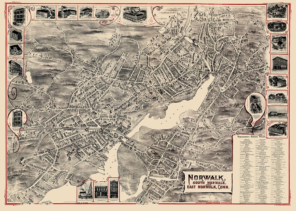 Norwalk Connecticut - Bailey 1899 art print by Bailey for $57.95 CAD
