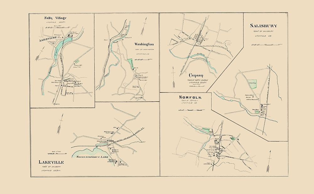 Norfolk Connecticut - Hurd 1893 art print by Hurd for $57.95 CAD