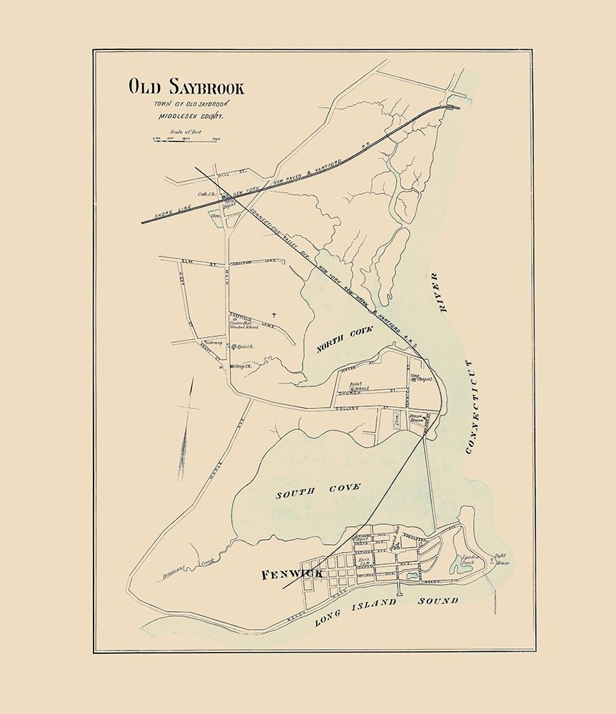 Old Saybrook Connecticut - Hurd 1893 art print by Hurd for $57.95 CAD