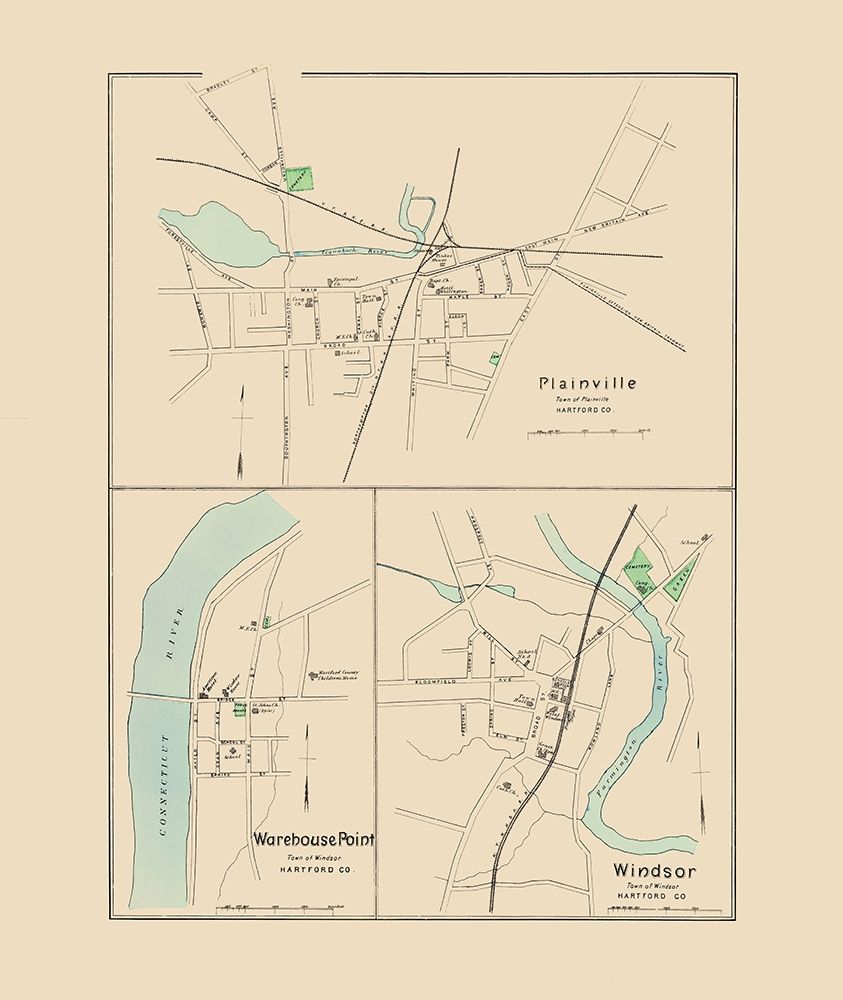 Plainville, Warehouse Point, Windsor Connecticut art print by Hurd for $57.95 CAD
