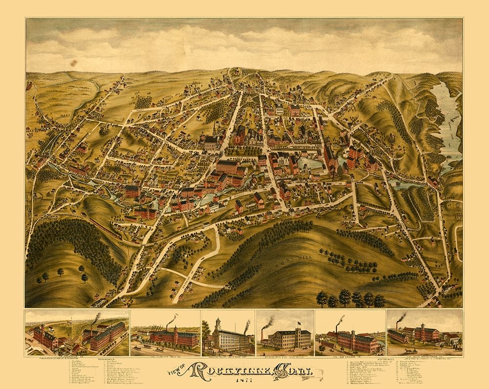 Rockville Connecticut - Bailey 1877 art print by Bailey for $57.95 CAD