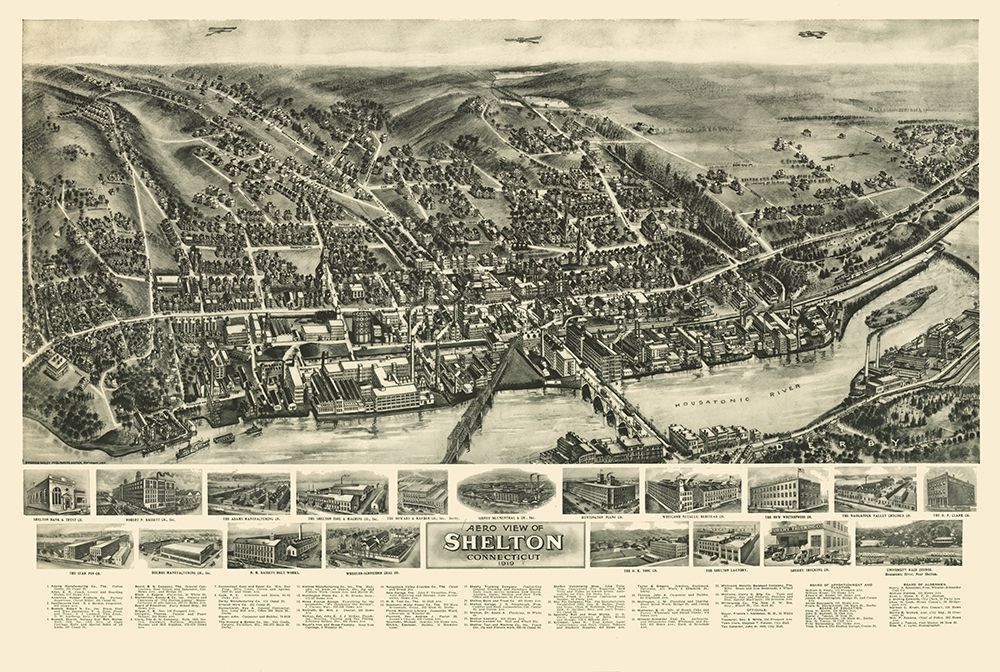 Shelton Connecticut - Bailey 1919 art print by Bailey for $57.95 CAD