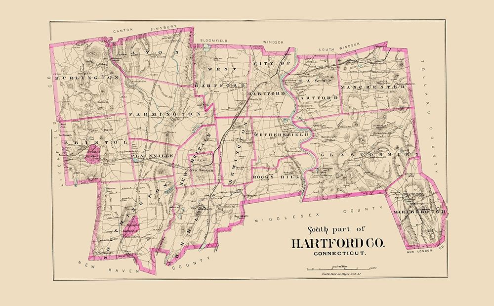 Hartford  South Connecticut - Hurd 1893 art print by Hurd for $57.95 CAD