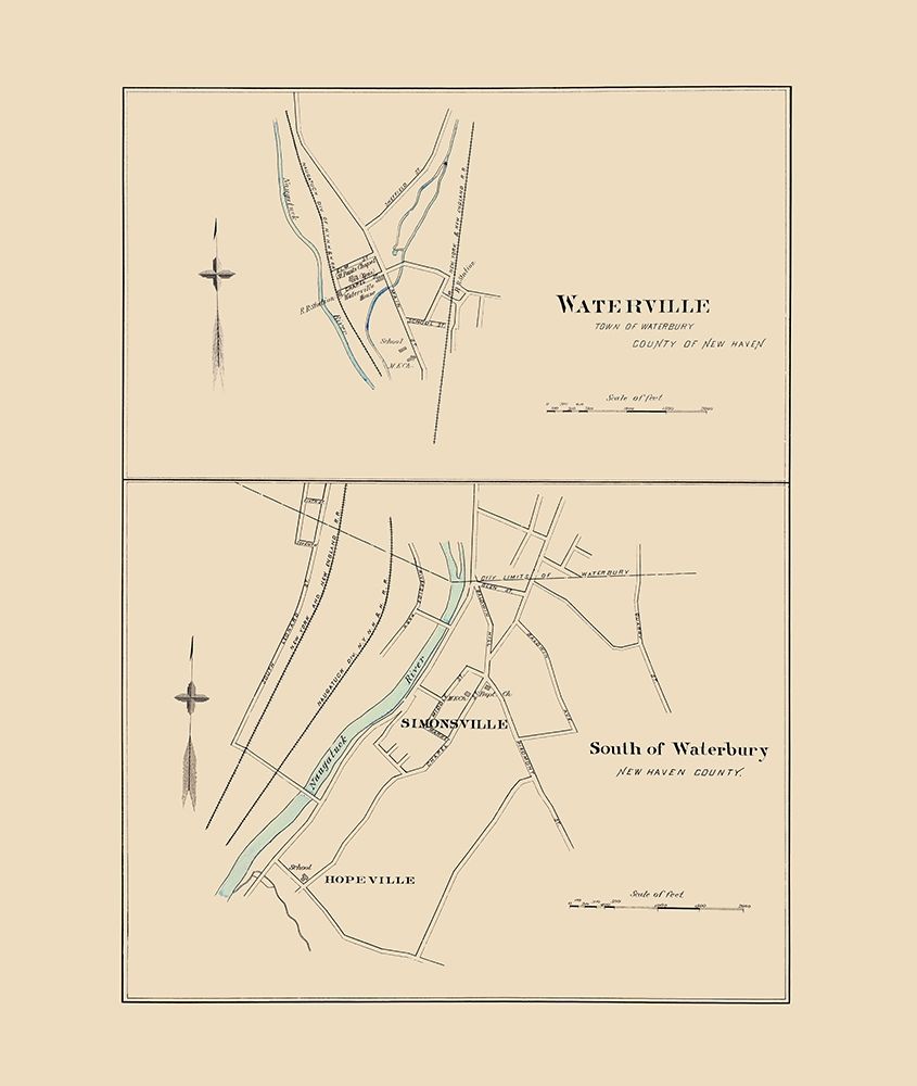 South of Waterbury Connecticut - Hurd 1893 art print by Hurd for $57.95 CAD