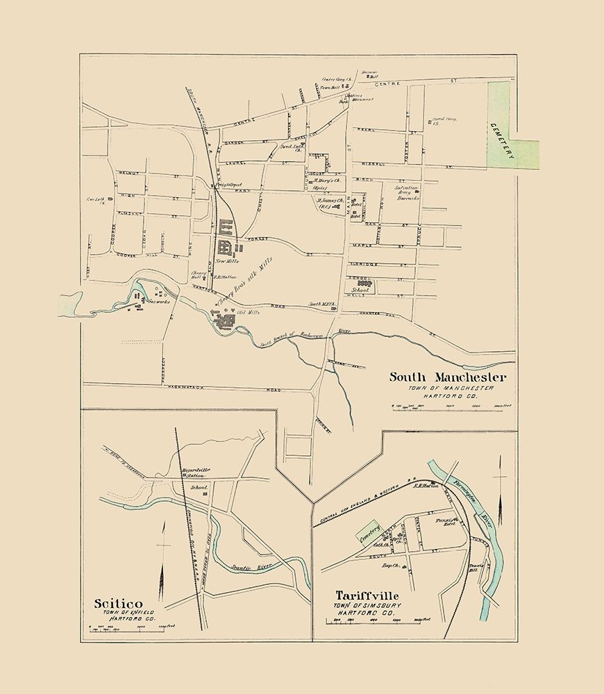 Manchester, South Connecticut - Hurd 1893 art print by Hurd for $57.95 CAD