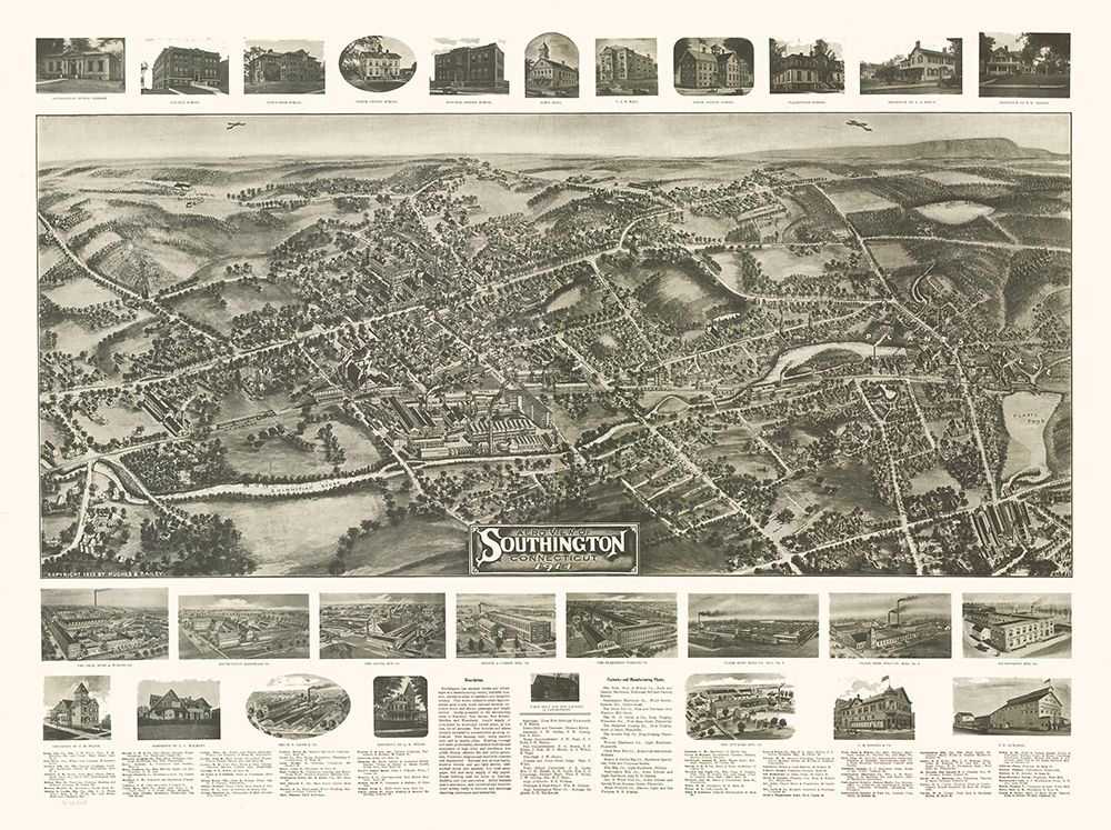 Southington Connecticut - Bailey 1914 art print by Bailey for $57.95 CAD