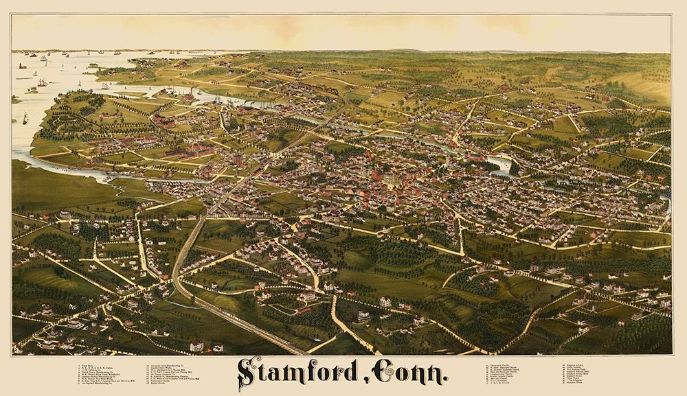 Stamford Connecticut - Burleigh 1883 art print by Burleigh for $57.95 CAD
