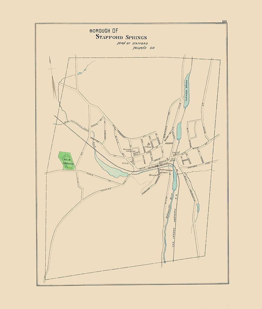 Stafford Springs Connecticut - Hurd 1893 art print by Hurd for $57.95 CAD