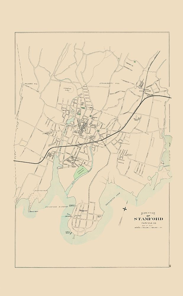 Stamford Connecticut - Hurd 1893 art print by Hurd for $57.95 CAD