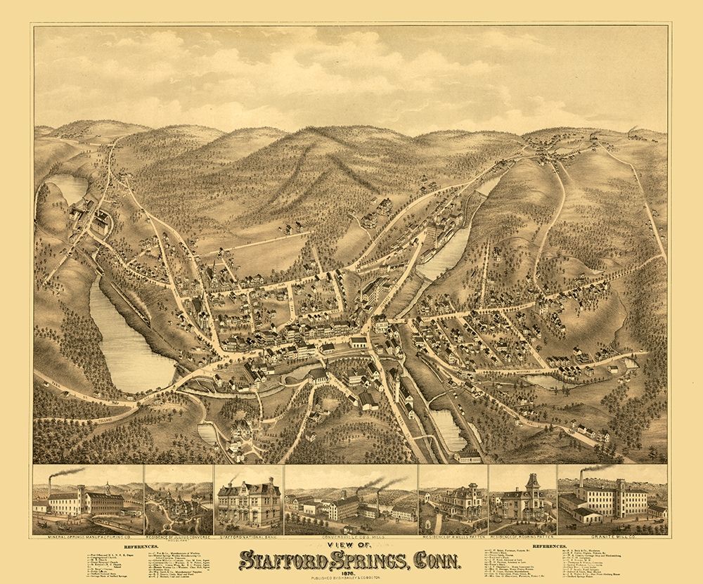 Stafford Springs Connecticut - Bailey 1878 art print by Bailey for $57.95 CAD