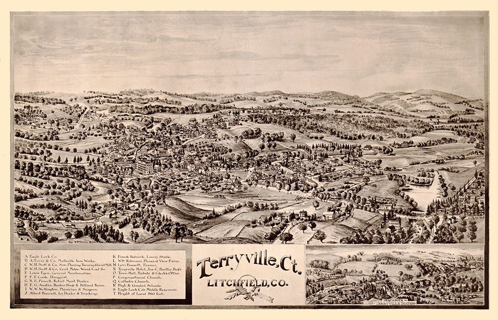 Terryville Connecticut - Norris 1894 art print by Norris for $57.95 CAD