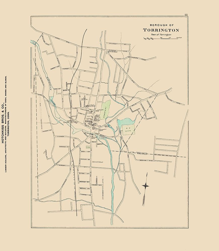 Torrington Connecticut - Hurd 1893 art print by Hurd for $57.95 CAD