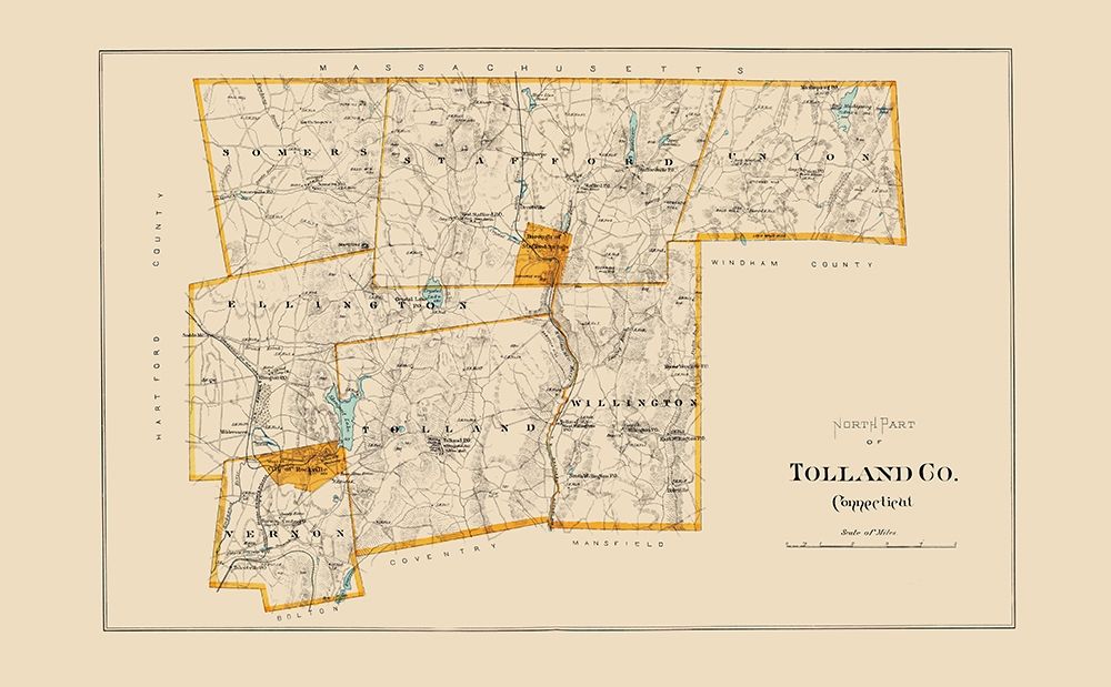 Tolland  North Connecticut - Hurd 1893 art print by Hurd for $57.95 CAD