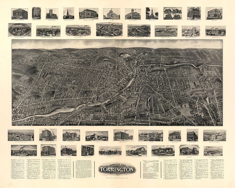 Torrington Connecticut - Bailey 1907 art print by Bailey for $57.95 CAD