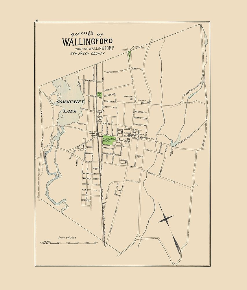 Wallingford Connecticut - Hurd 1893 art print by Hurd for $57.95 CAD