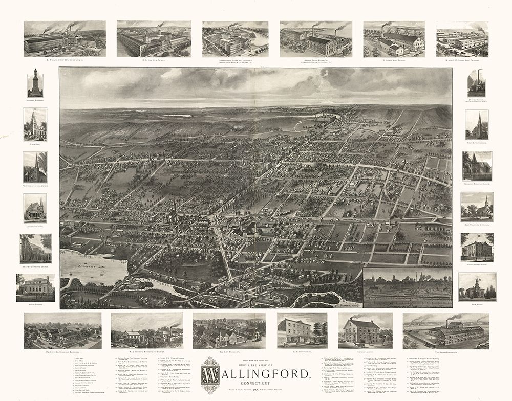 Wallingford Connecticut - Bailey 1905 art print by Bailey for $57.95 CAD