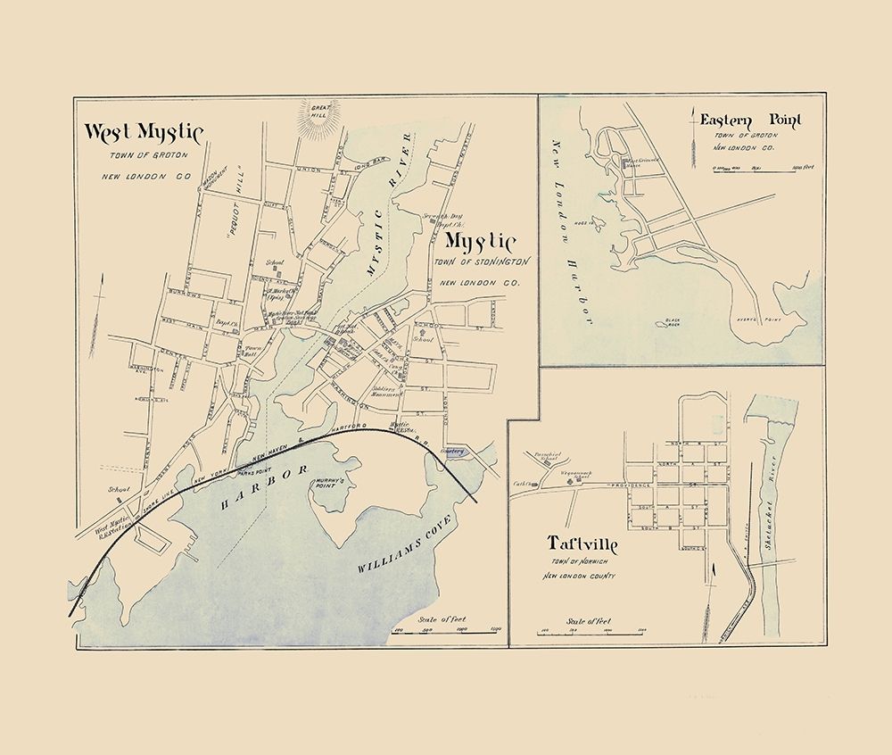 West Mystic Connecticut - Hurd 1893 art print by Hurd for $57.95 CAD