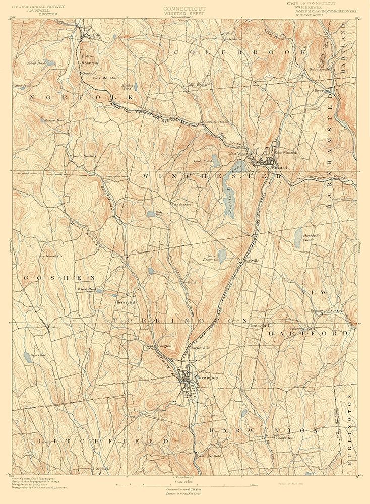 Winsted Connecticut Sheet - USGS 1892 art print by USGS for $57.95 CAD