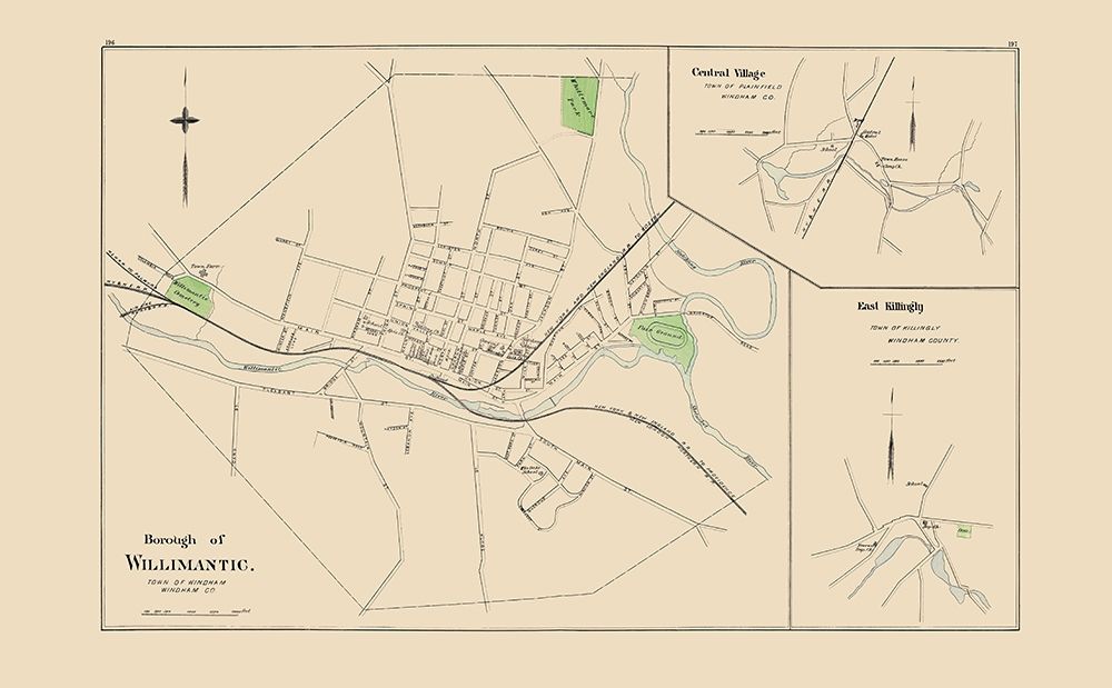 Wiillimantic Connecticut - Hurd 1893 art print by Hurd for $57.95 CAD