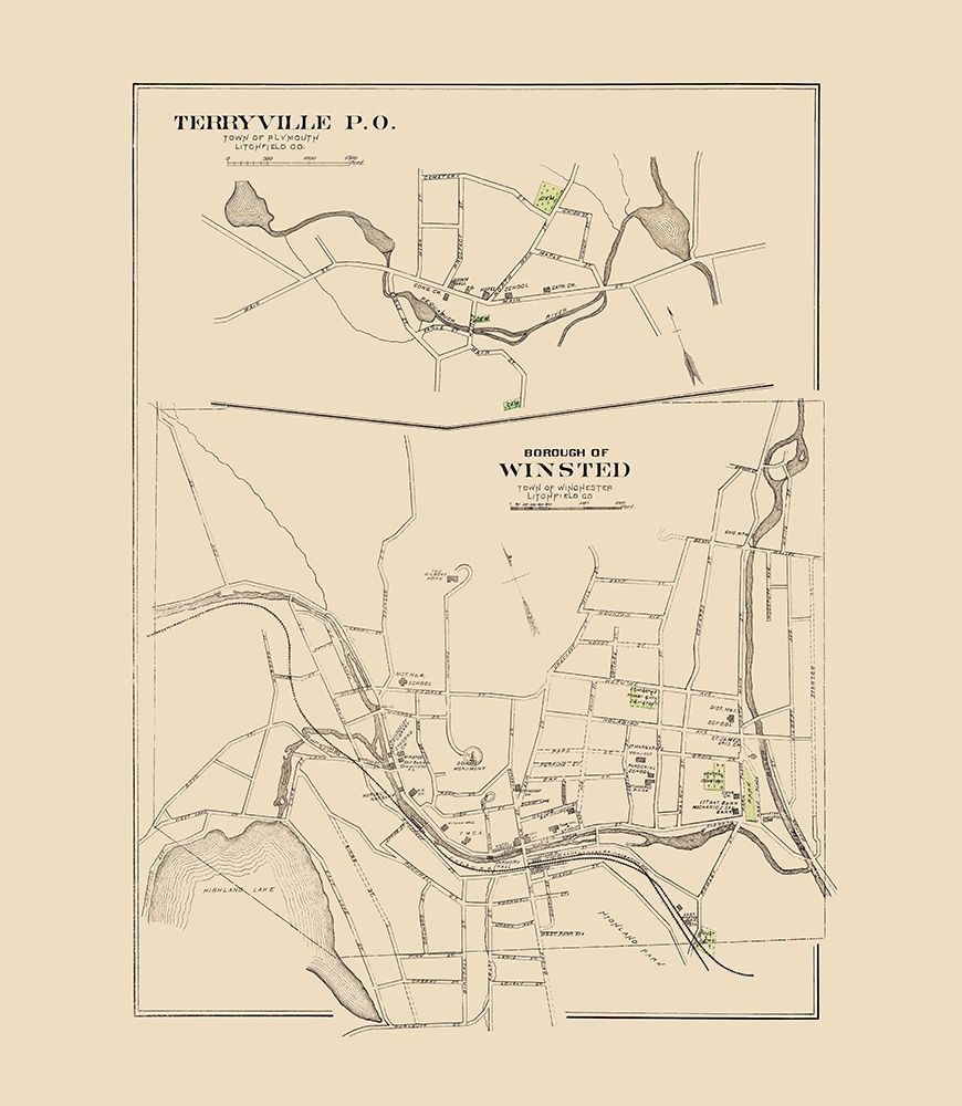 Winsted Connecticut - Hurd 1893 art print by Hurd for $57.95 CAD