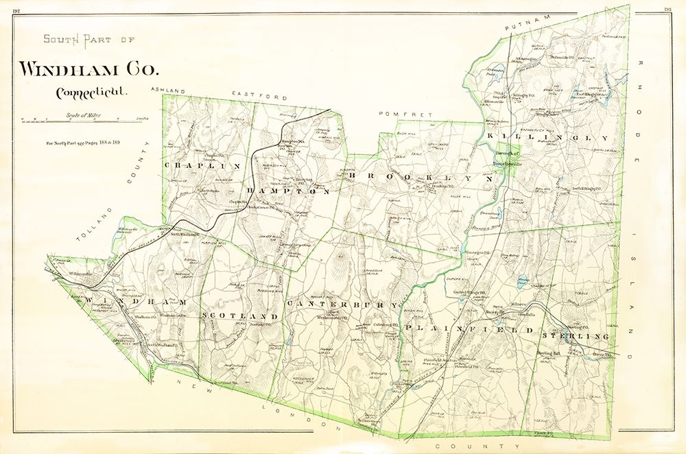 Windham  South Connecticut - Hurd 1851 art print by Hurd for $57.95 CAD