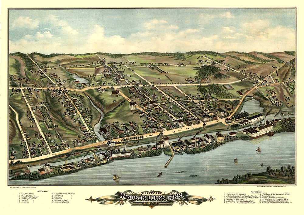 Windsor Locks Connecticut - Bailey 1877 art print by Bailey for $57.95 CAD