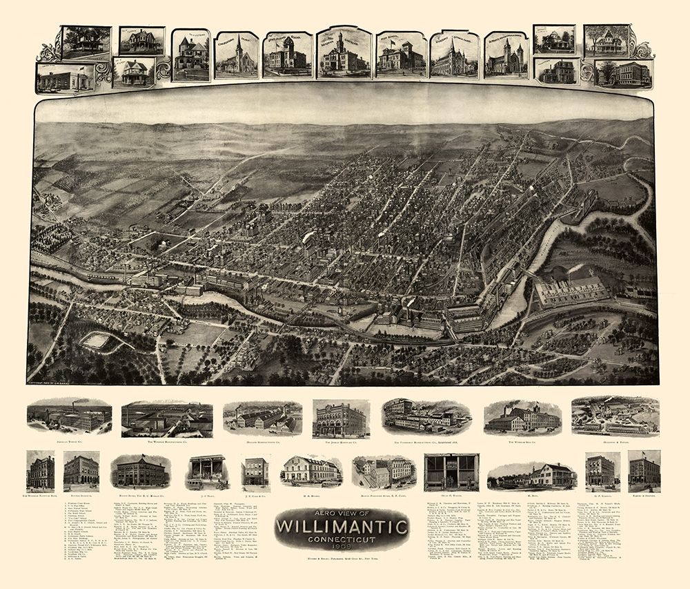 Willimantic Connecticut - Bailey 1909 art print by Bailey for $57.95 CAD