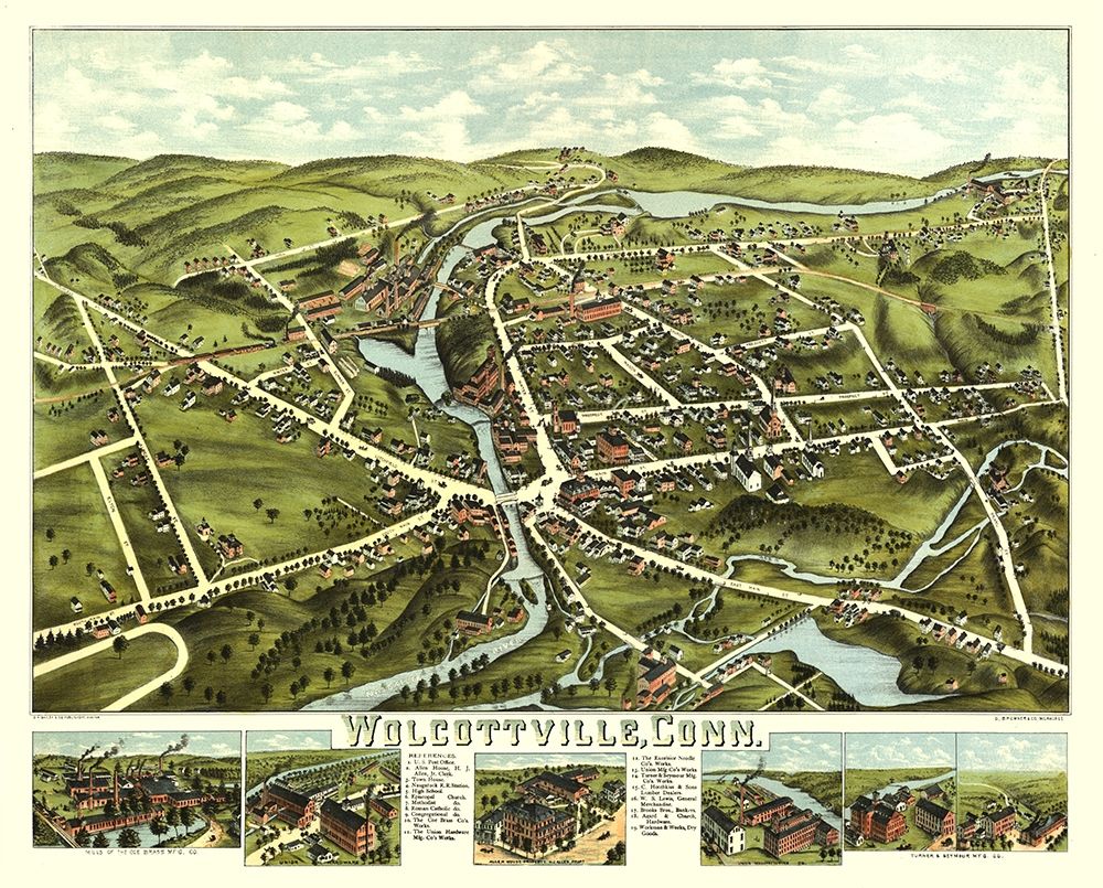 Wolcottville Connecticut - Bailey 1875 art print by Bailey for $57.95 CAD