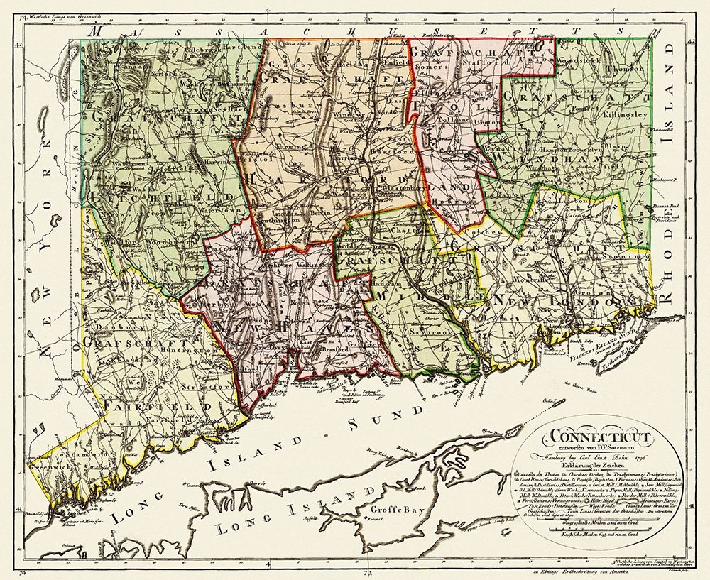 Connecticut - Sotzmann 1796 art print by Sotzmann for $57.95 CAD