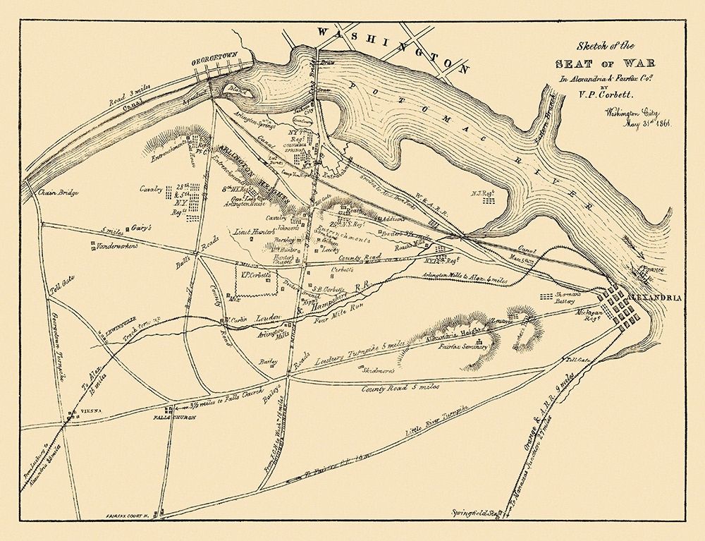Alexandria Virginia  Seat of War  - Corbett 1861 art print by Corbett for $57.95 CAD