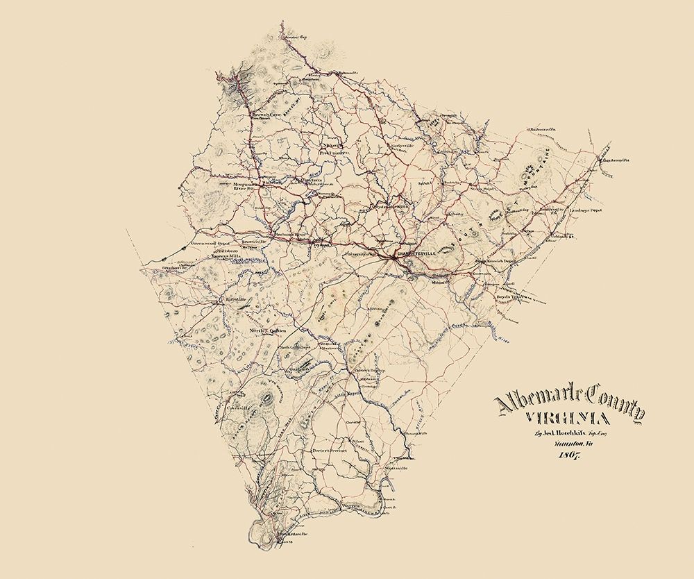 Albemarle County Virginia - Hotchkiss 1867 art print by Hotchkiss for $57.95 CAD