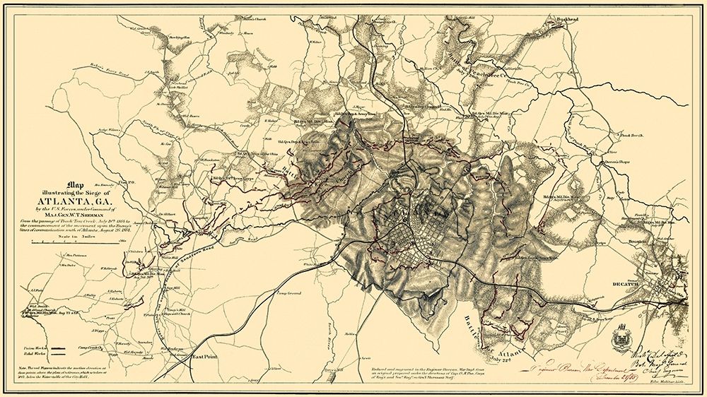 Siege of Atlanta Georgia - Sherman 1865 art print by Sherman for $57.95 CAD