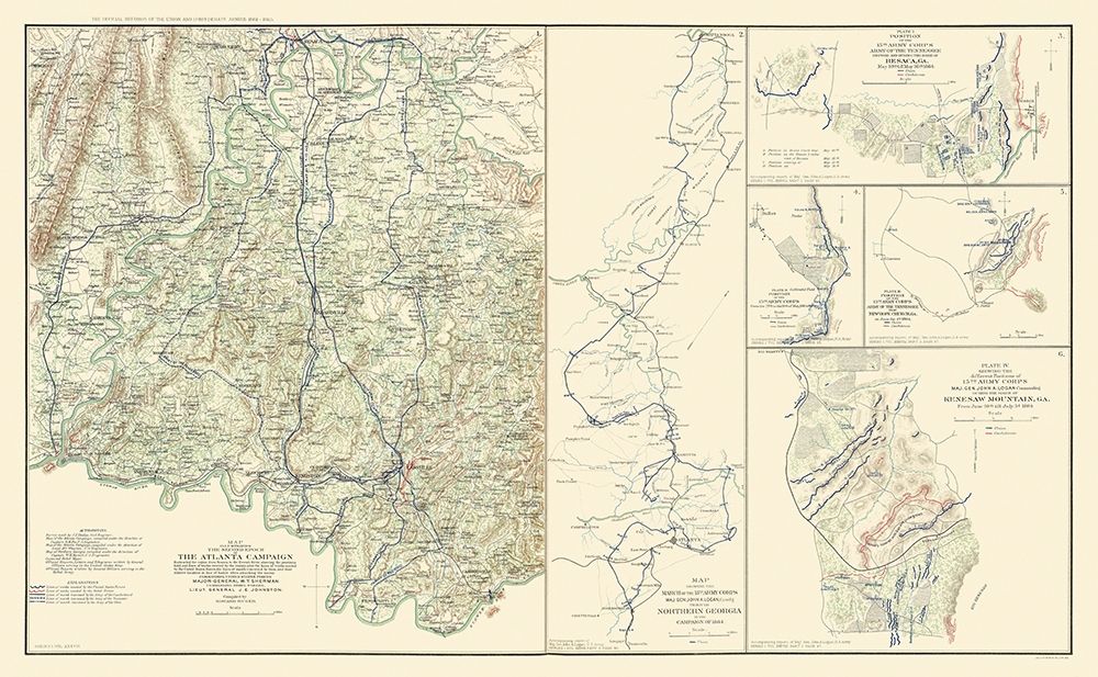 Atlanta Campaign Georgia Civil War - Bien 1864 art print by Bien for $57.95 CAD