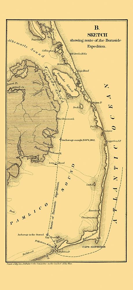 Burnside Expedition Route North Carolina art print by Foster for $57.95 CAD