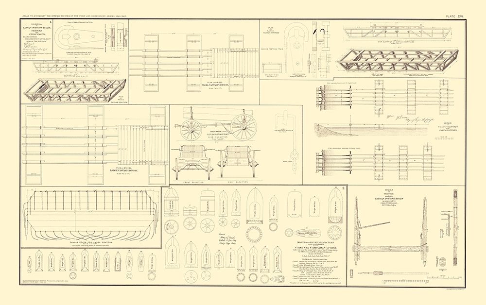Pontoon Boats Bridges Chess Wagons - Bien 1895 art print by Bien for $57.95 CAD