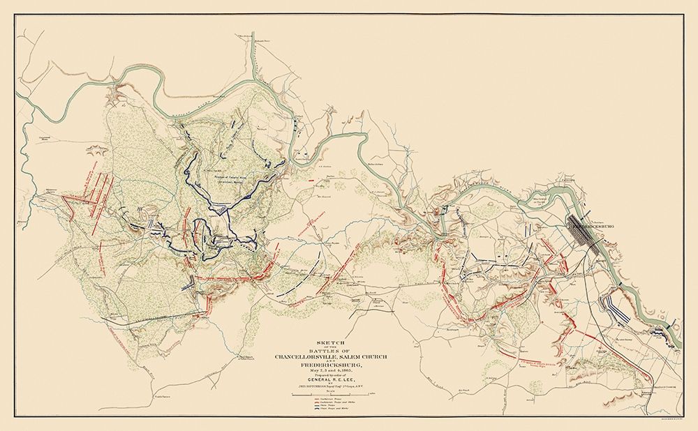 Battles Chancellorsville Salem Fredericksburg art print by Hotchkiss for $57.95 CAD