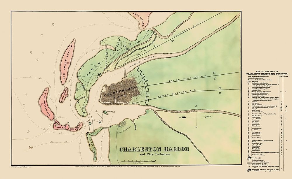 Charleston Harbor with City Defences - Usser  1864 art print by Usser for $57.95 CAD