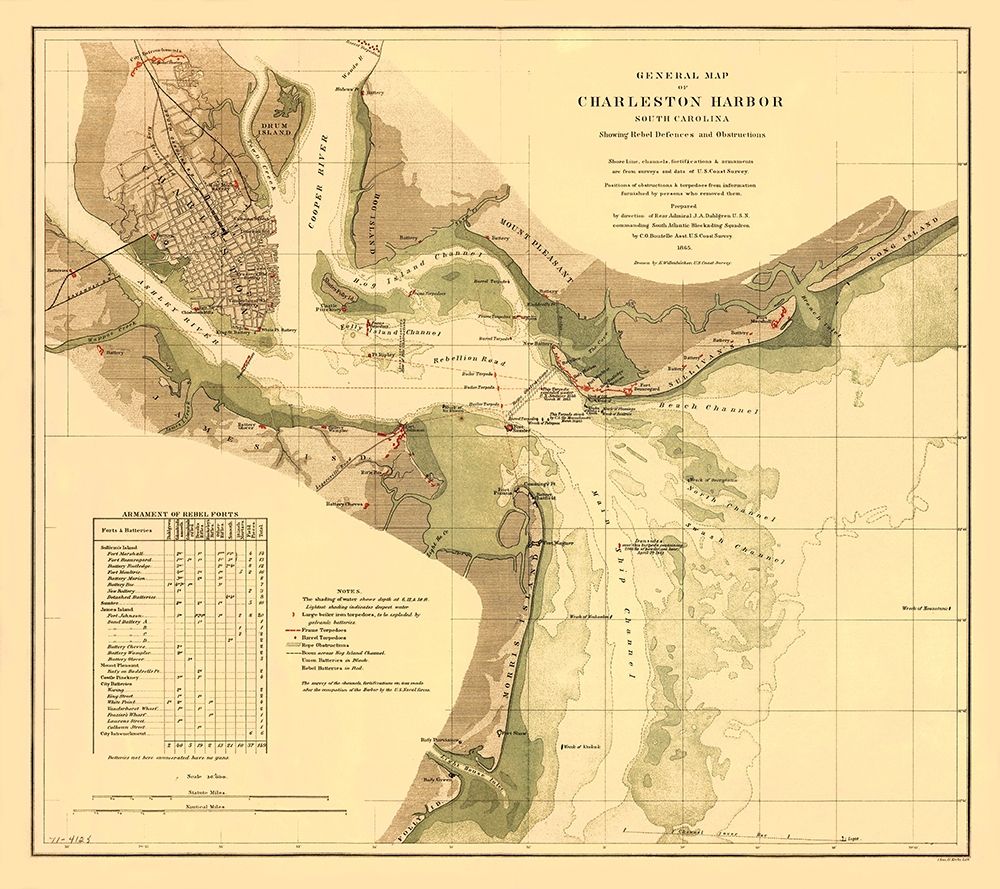 Charleston Harbor South Carolina - Krebs 1865 art print by Krebs for $57.95 CAD