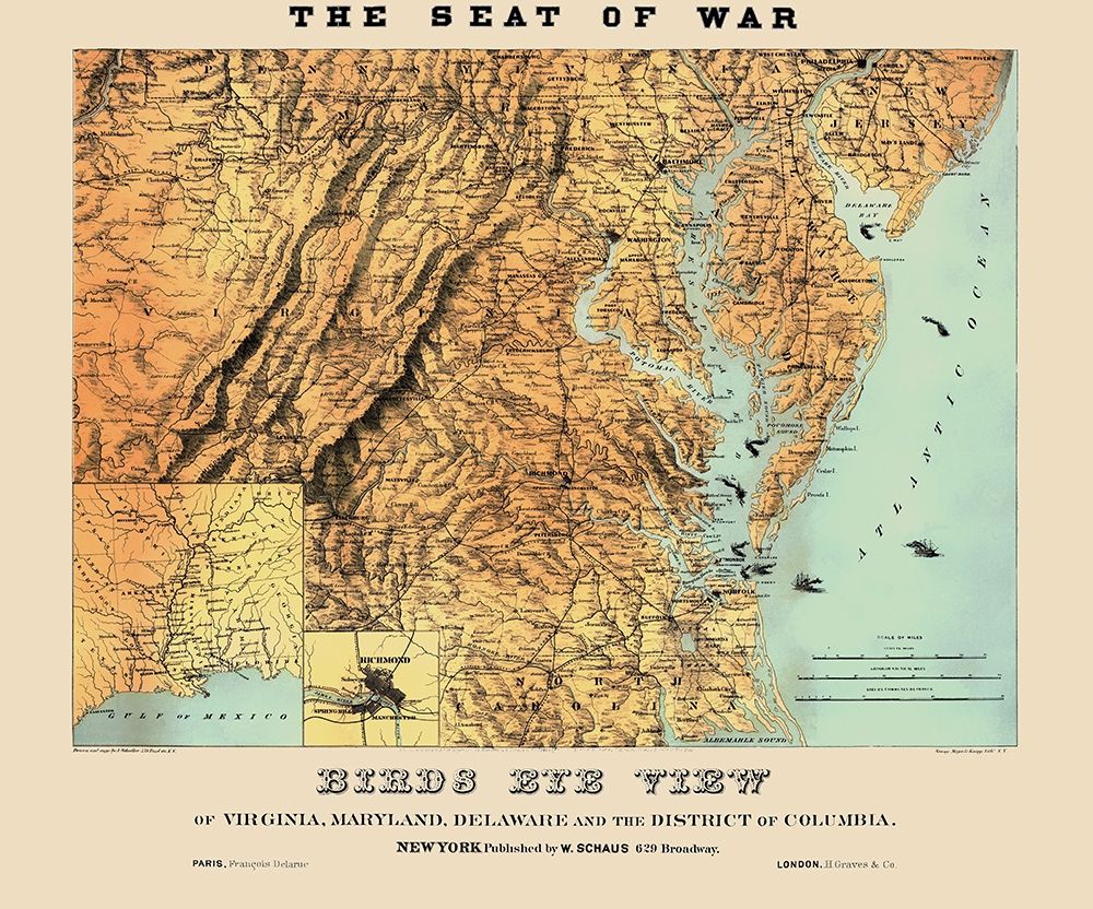 War of Virginia Maryland Delaware Washington DC art print by Schaus for $57.95 CAD