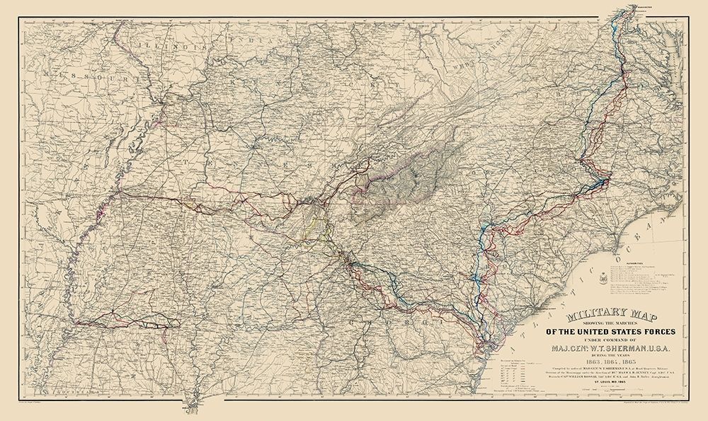Marches of United States Forces - Sherman 1865 art print by Sherman for $57.95 CAD