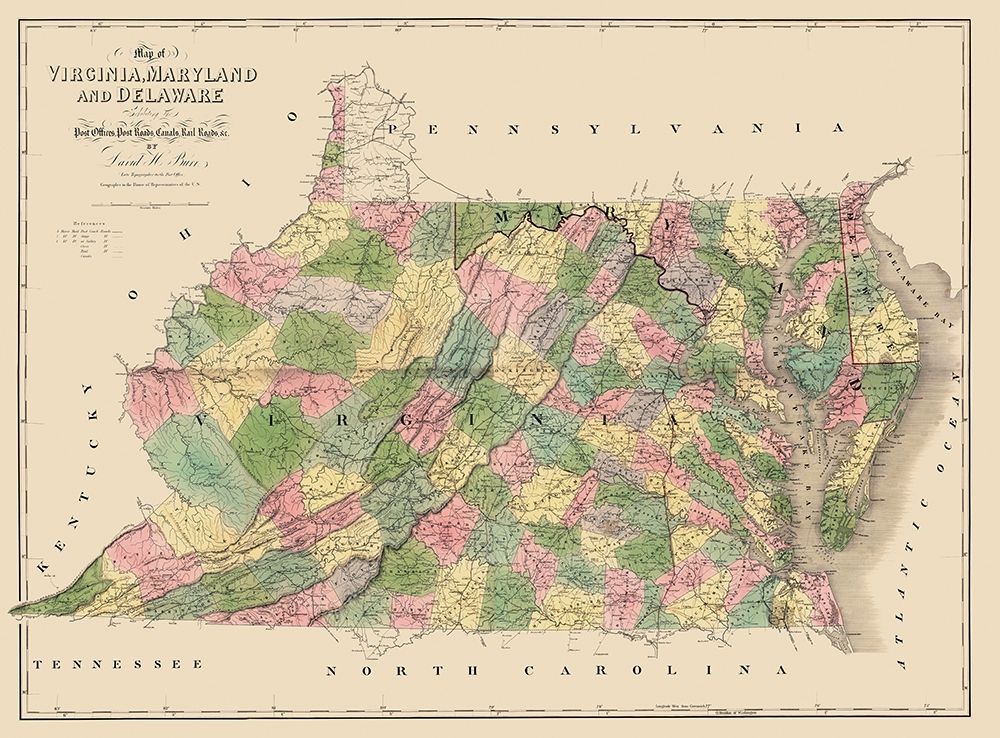 Virginia Maryland Delaware PO Canals Railroads art print by Burr for $57.95 CAD