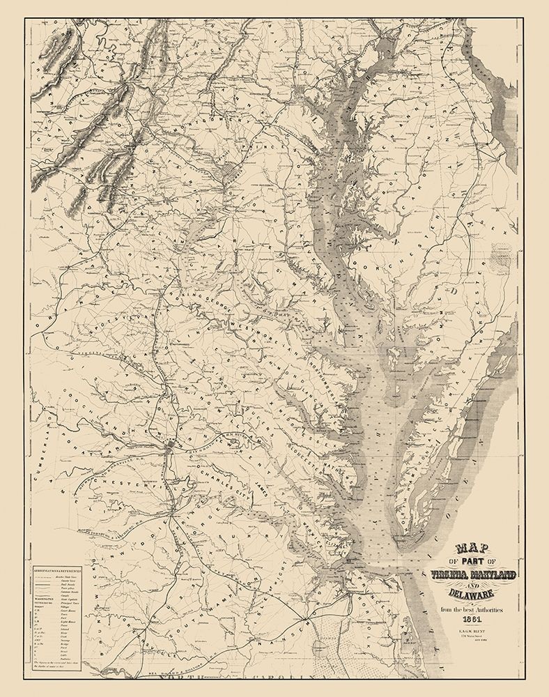 Virginia Maryland Delaware - Blunt 1861 art print by Blunt for $57.95 CAD