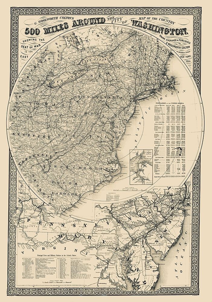 500 Miles Around the City of Washington art print by Colton for $57.95 CAD